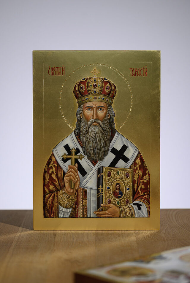 St Tarasios — the same board on the studio work table