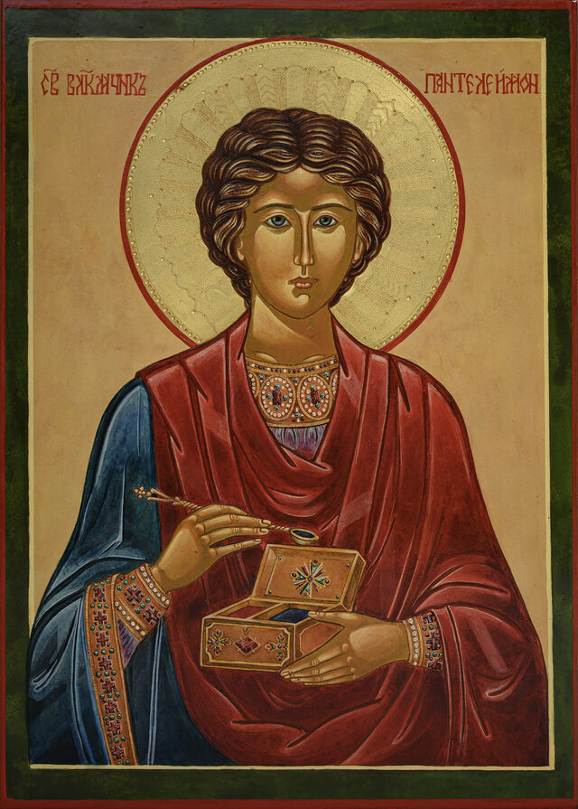 St Panteleimon the Healer — the whole icon, frontal reproduction